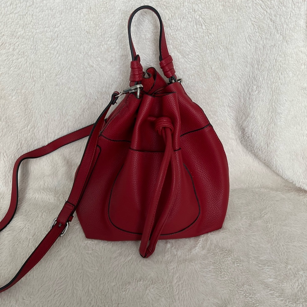 Zara Basics Faux Leather Drawstring Bucket Bag